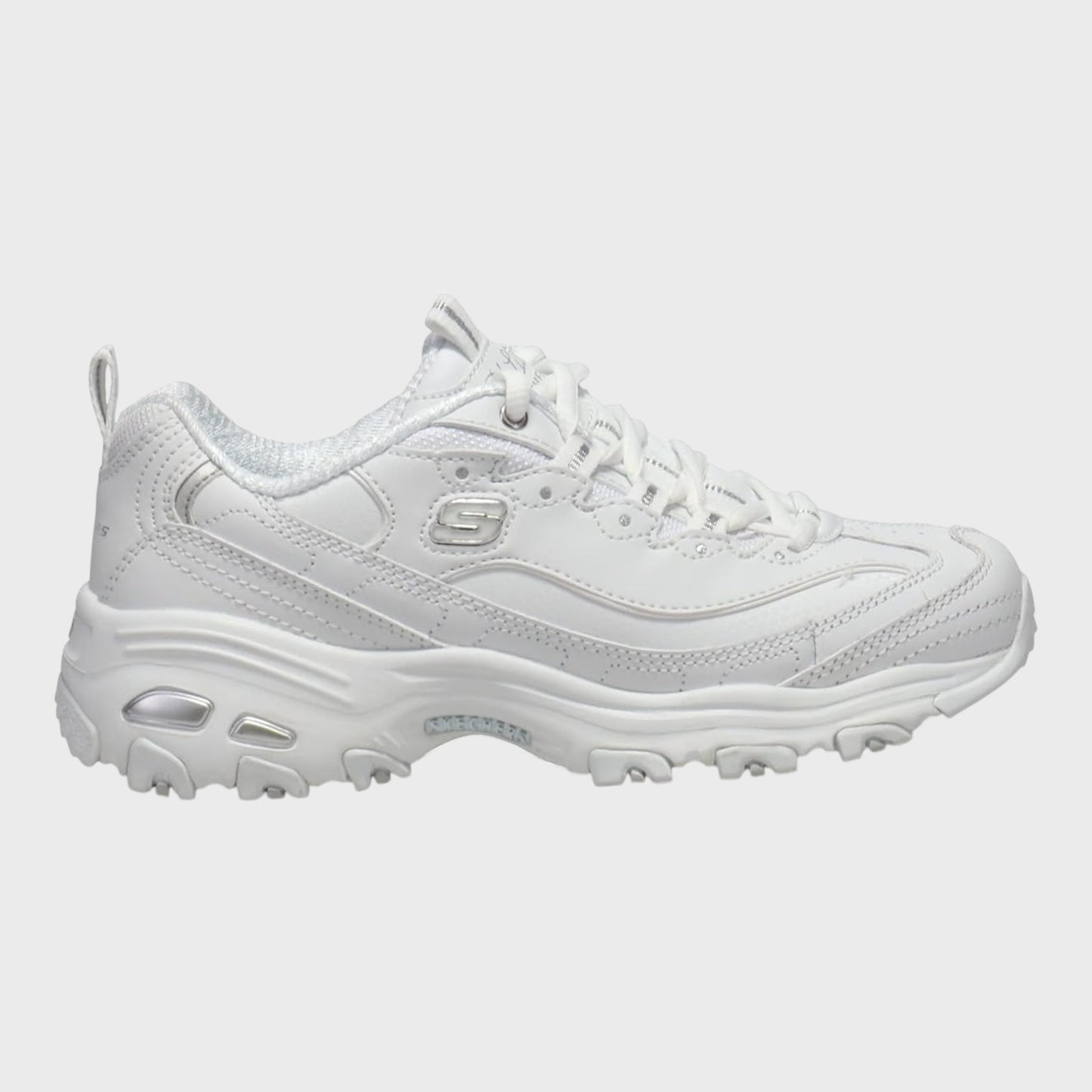 Skechers D'Lites White/Silver Trainers - Size UK 6.5