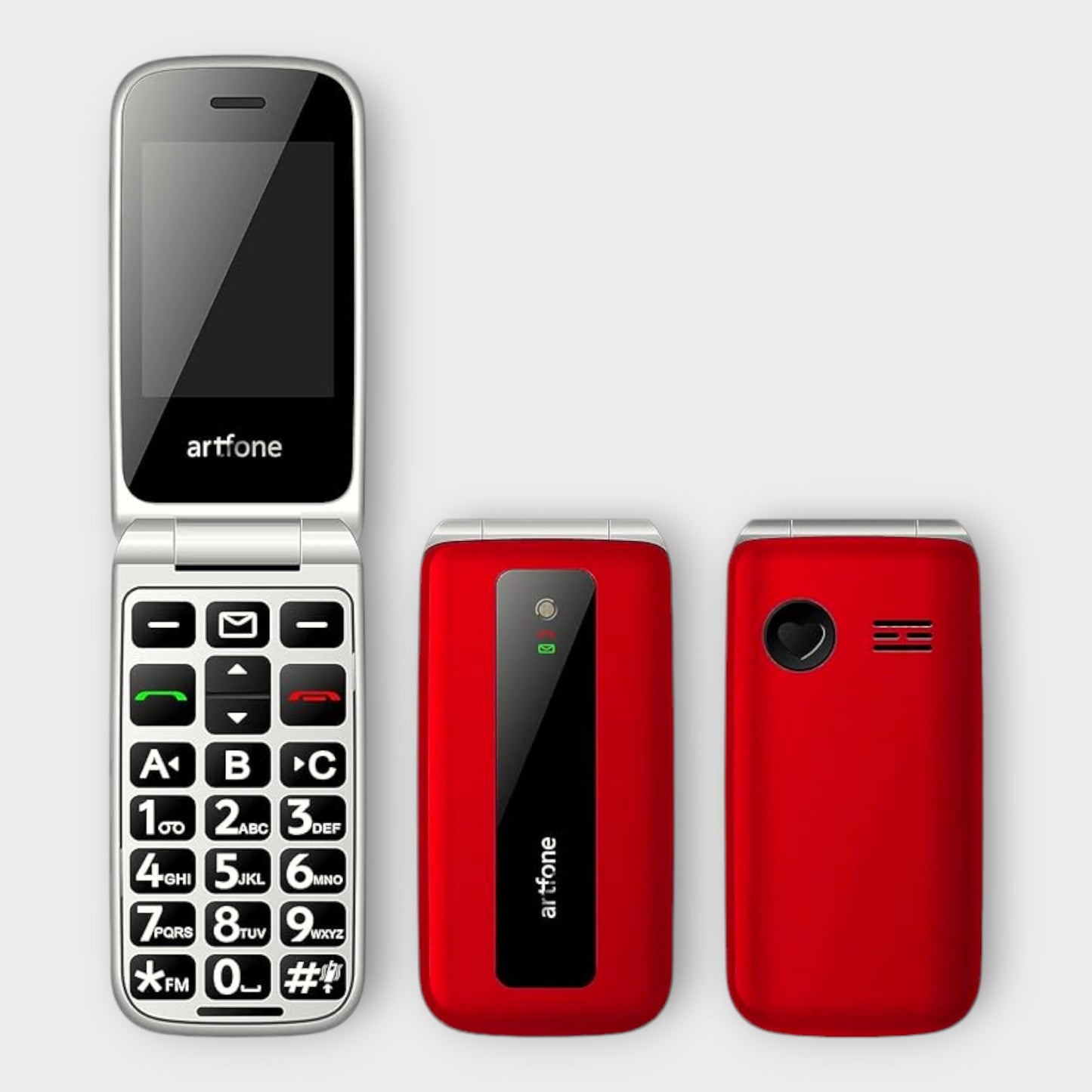 Artfone Flip Big Button Mobile Phone - Red