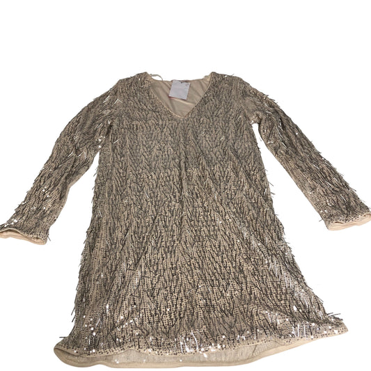 Sequin V Neck Dress Women's Long Sleeve Party Outfit UK8