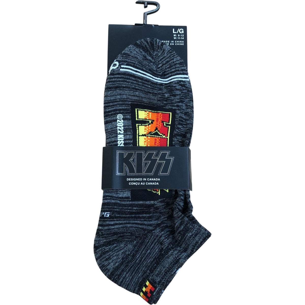 KISS Crew Socks L/G Men's 9-12 Women's 11-14 Black Cushioning Design