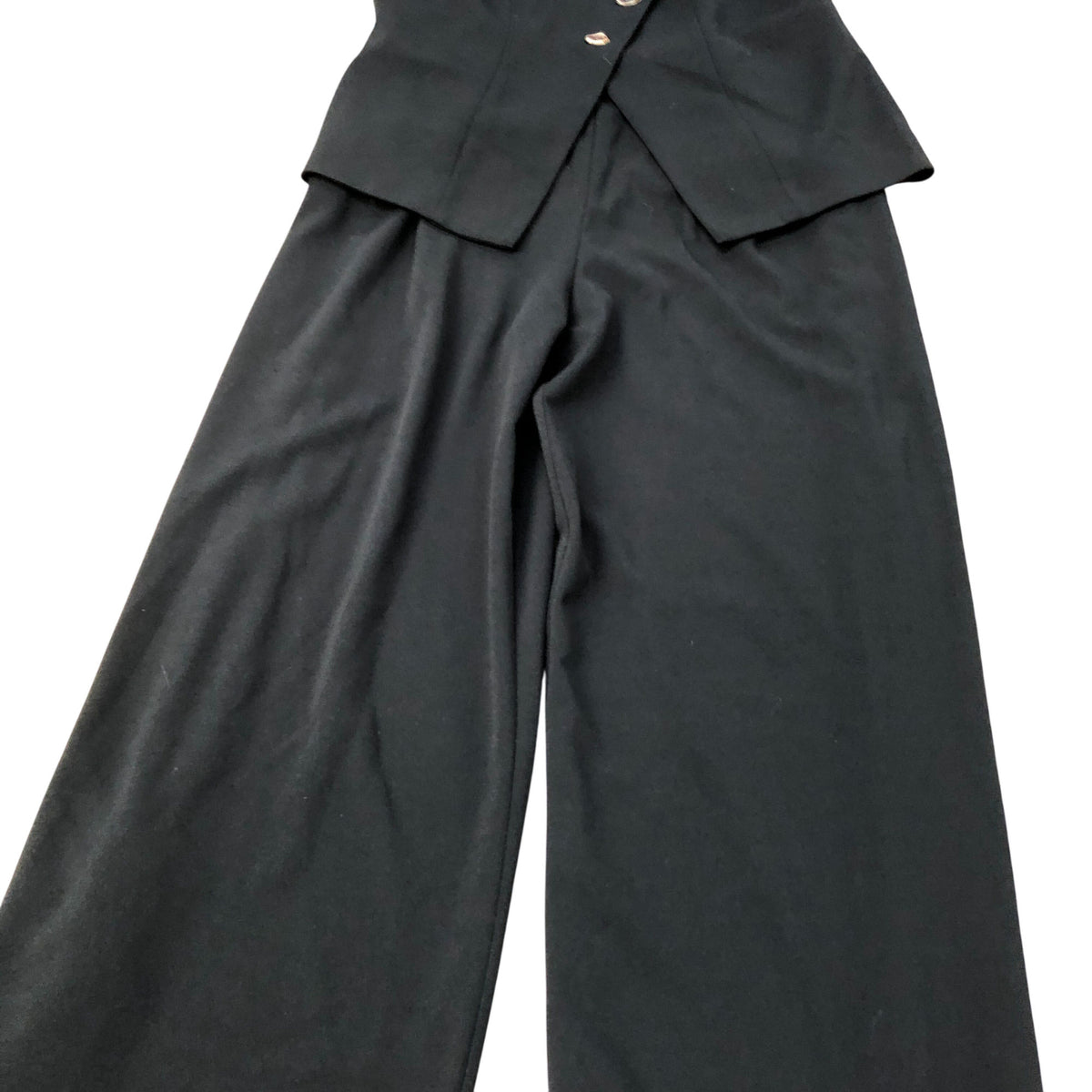 River Island Black Jumpsuit Casual Wide Leg Sleeveless Button Detail Size 12