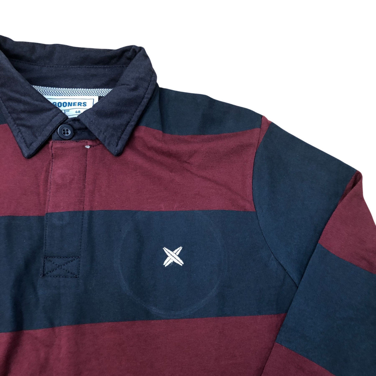 Lagooners Men's Cedar Rugby Top Burgundy Navy Long Sleeve Shirt Size M