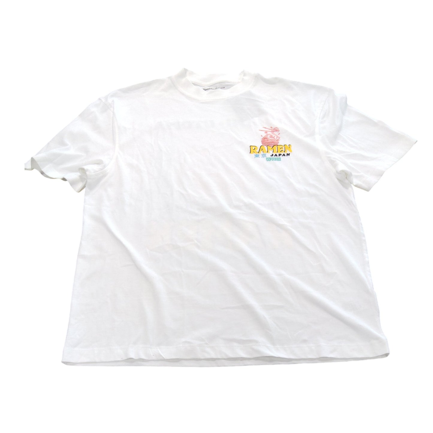 River Island Ramen T-Shirt Men's Size M White Japan Graphic Short Sleeve