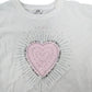 River Island Girls Top Size 9-10 White Heart Print Ruffled Sleeve T-Shirt