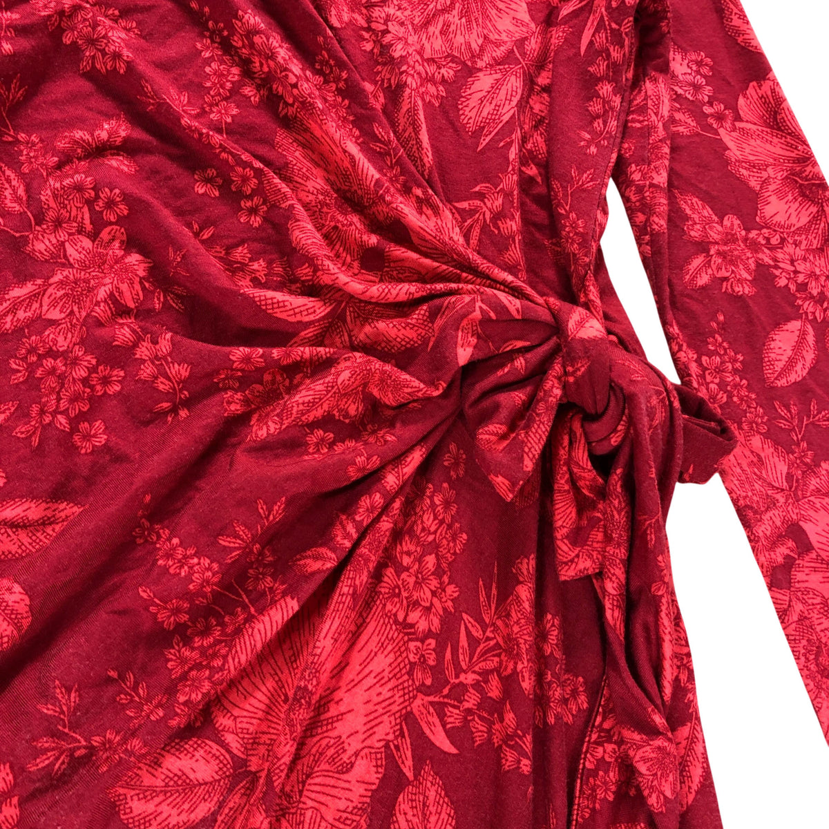 Crew Clothing Company Floral Midi Dress Size 8 Women's Long Sleeve Red