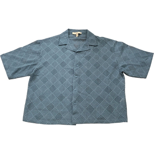 River Island Men's Casual Short Sleeve Shirt M Blue Diamond Design 10 Pack