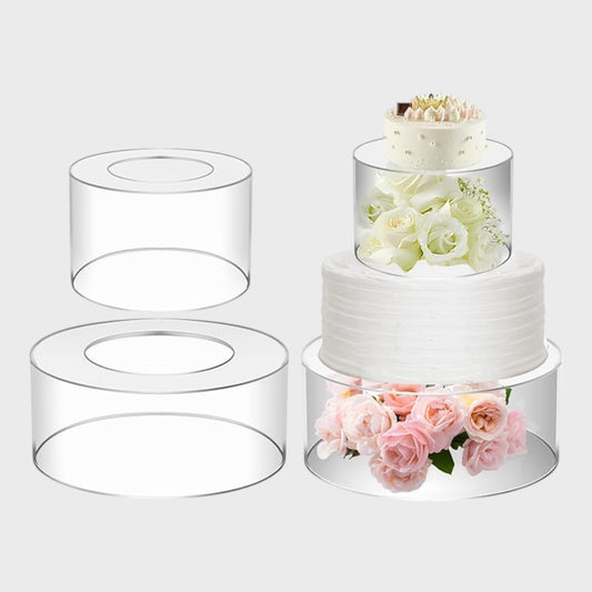 Acrylic Fillable Round Cake Stand with LED Lights - Two Pieces