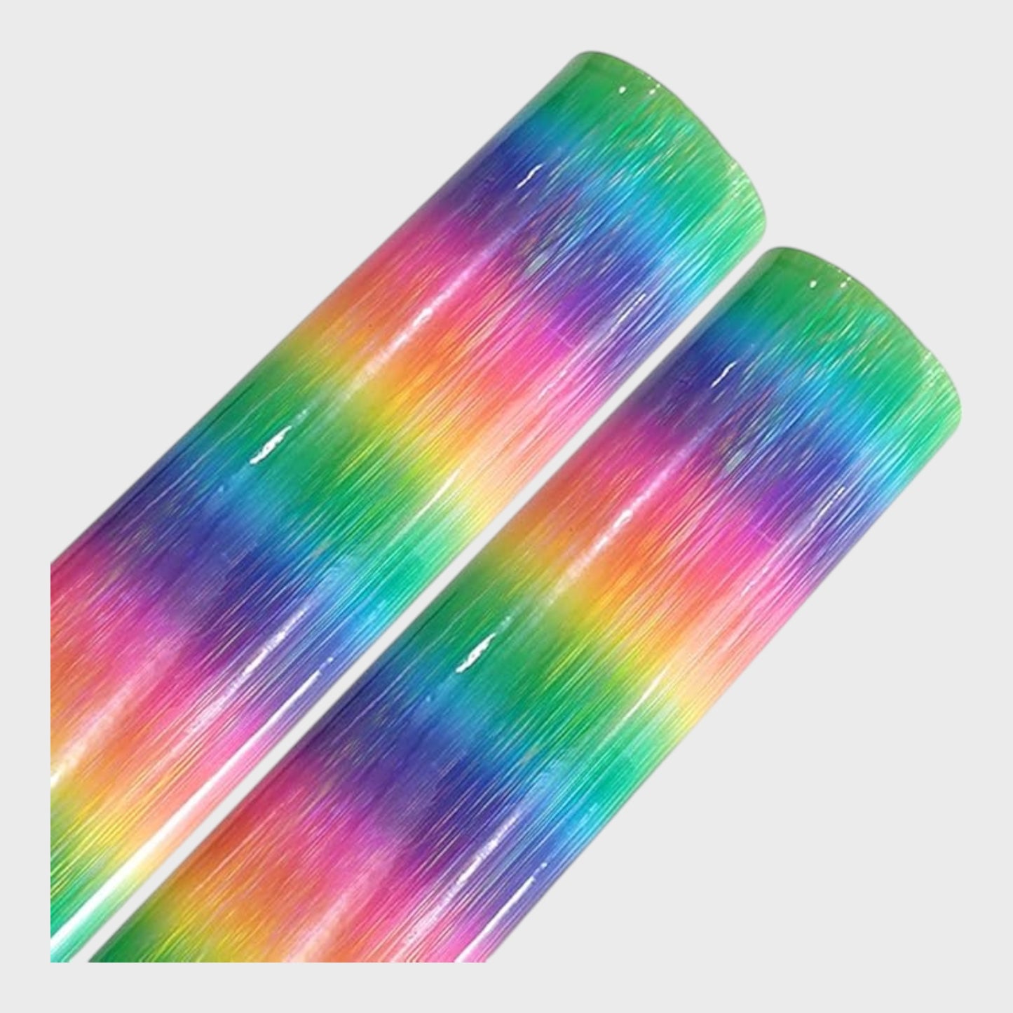 Embossed PU Faux Leather Crafting Roll - Holographic Rainbow - Pack of Two