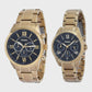 Fossil Modern Courier Watch Gift Set - Gold Band Black Dial