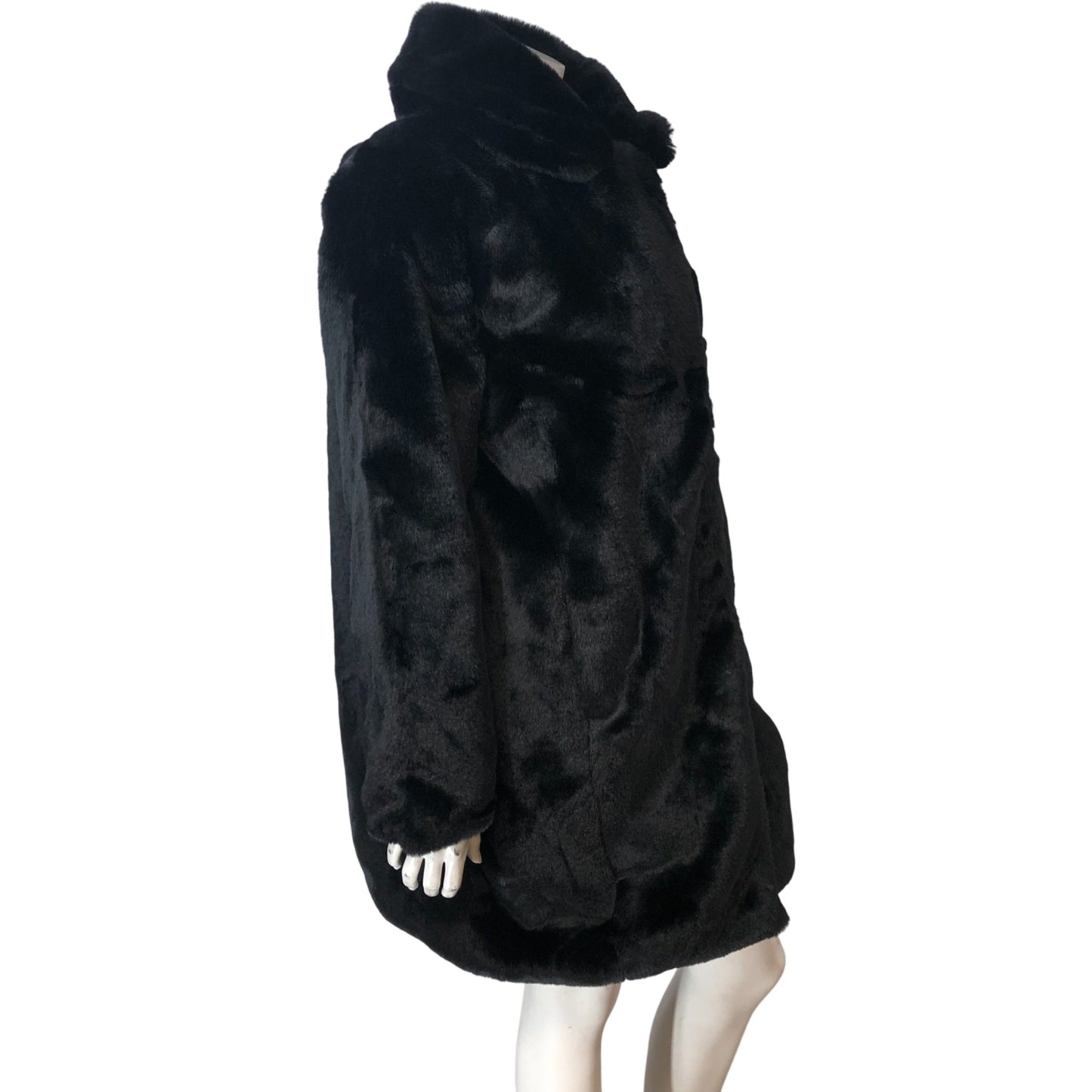 Sosandar Women's Faux Fur Coat Size 18 Black Luxurious Warm Jacket