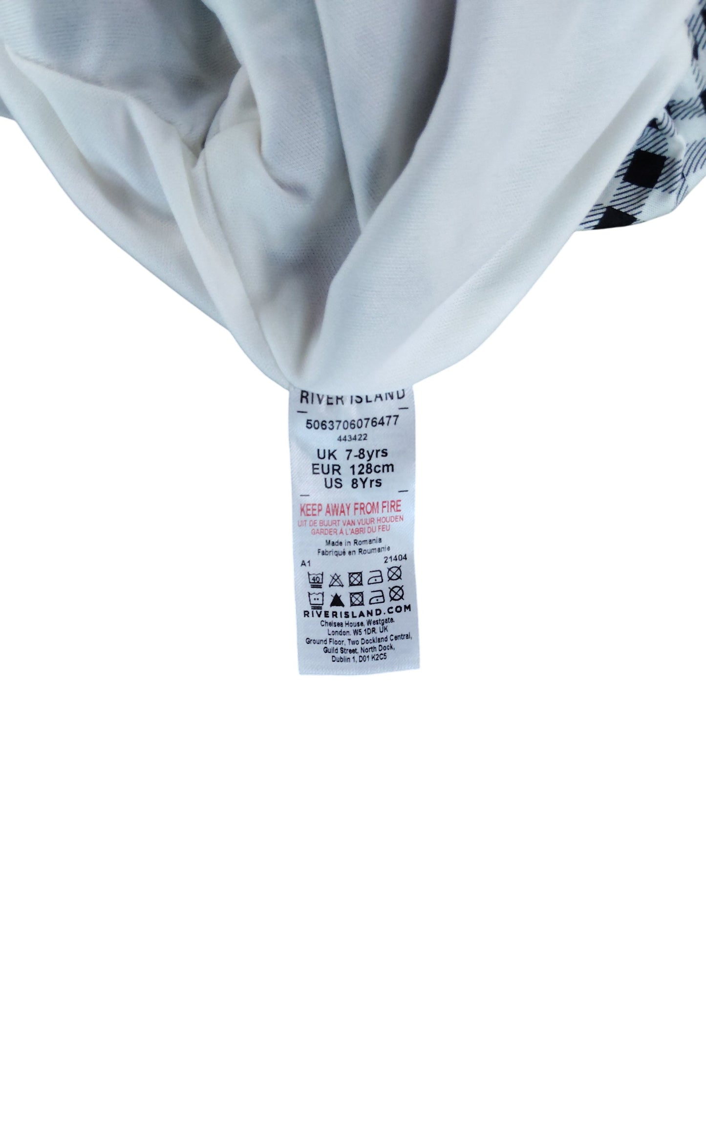 River Island Off Shoulder Top UK7 8yrs Women's Gingham Floral Puff Sleeve