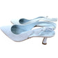 Julia Slingback Fine Suede Pointed Toe Strappy Heels Light Blue Size 6