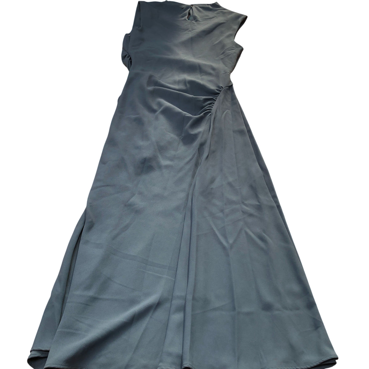 River Island Long Evening Dress Size 10 Women's Elegant Pleated Polyester Blue
