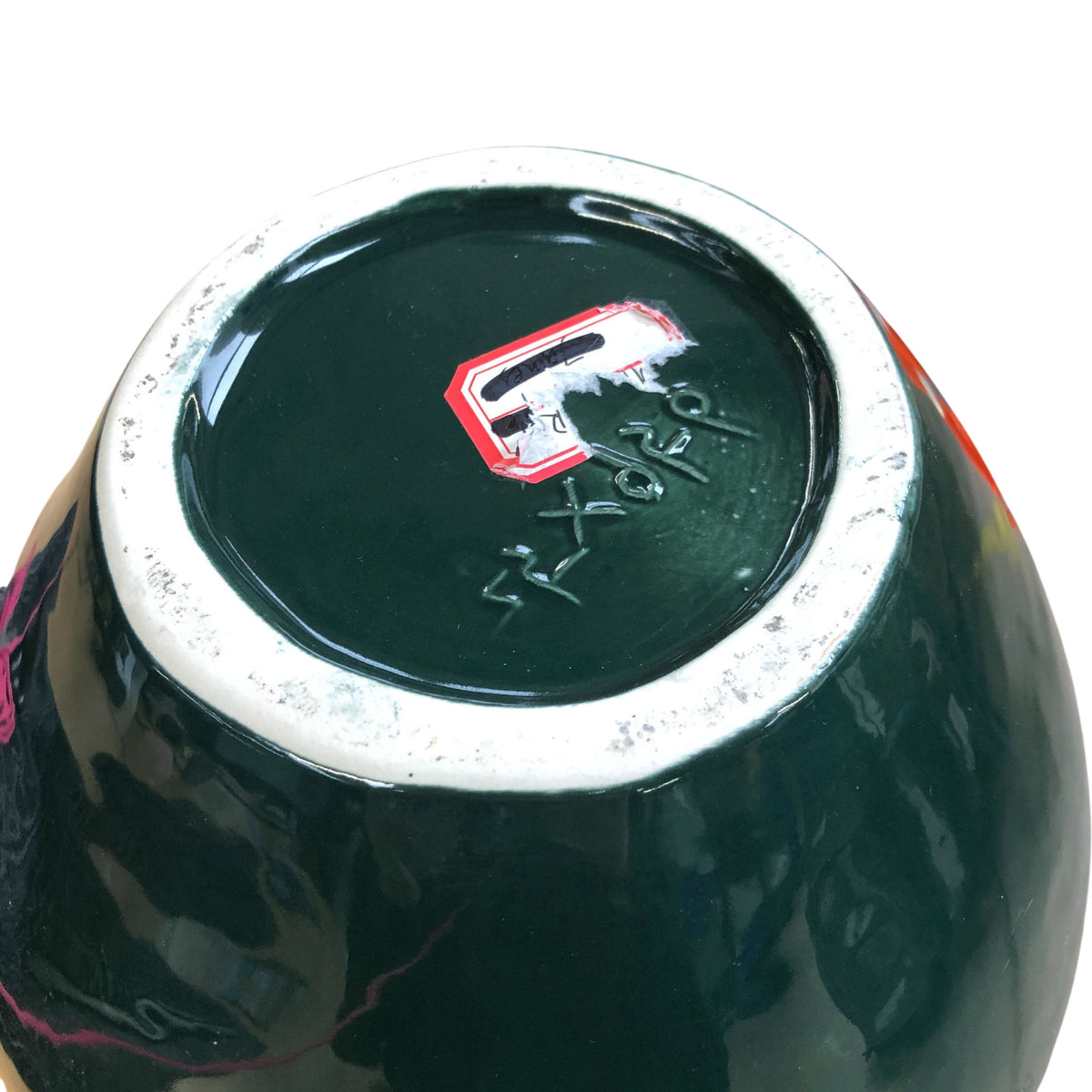 Green Glazed Ceramic Vase Round 9.5"