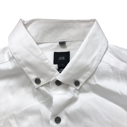 River Island Muscle Fit White Shirt Size S Men's Long Sleeve Smart Casual