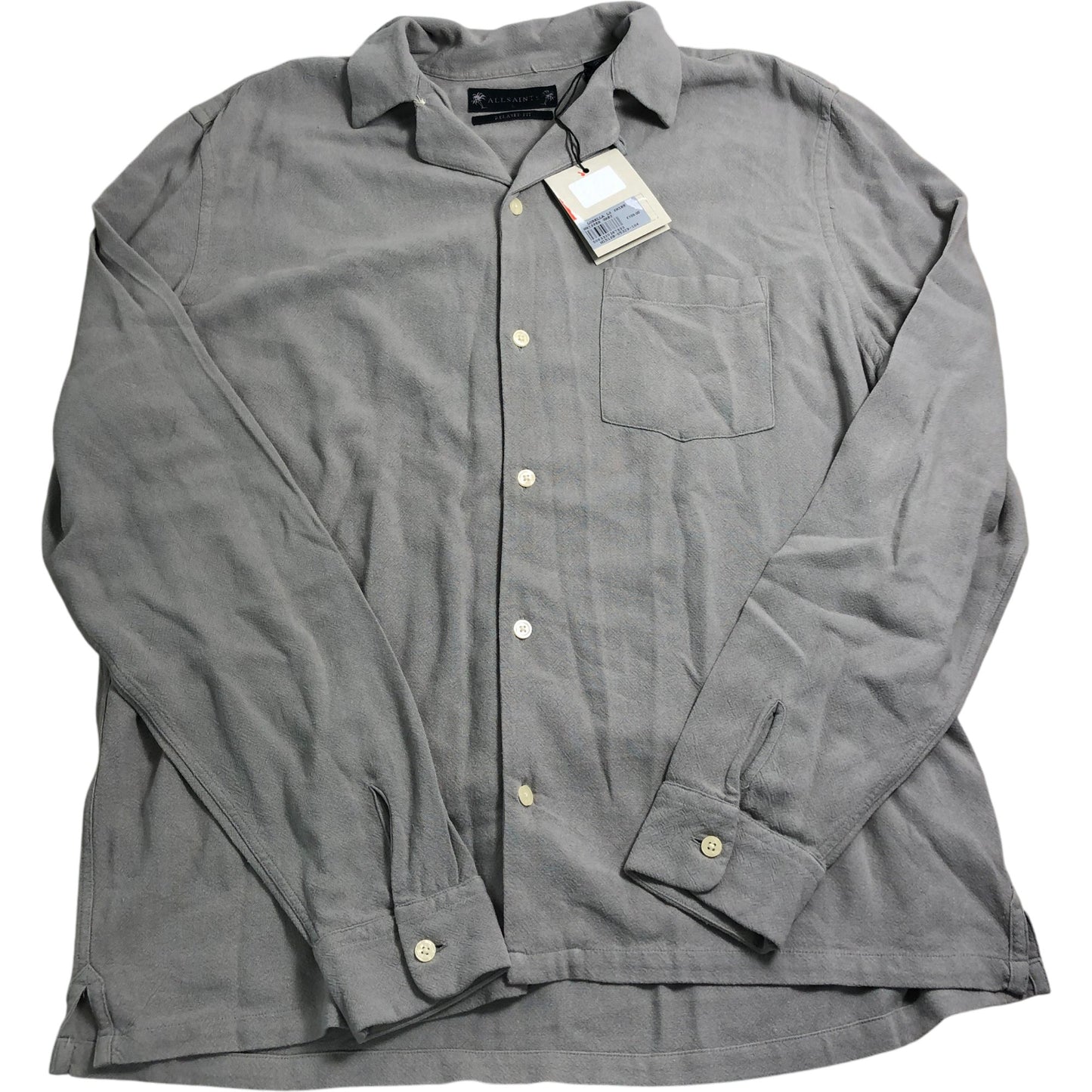 AllSaints Relaxed Fit Shirt L Whisper Grey Long Sleeve Casual Wear