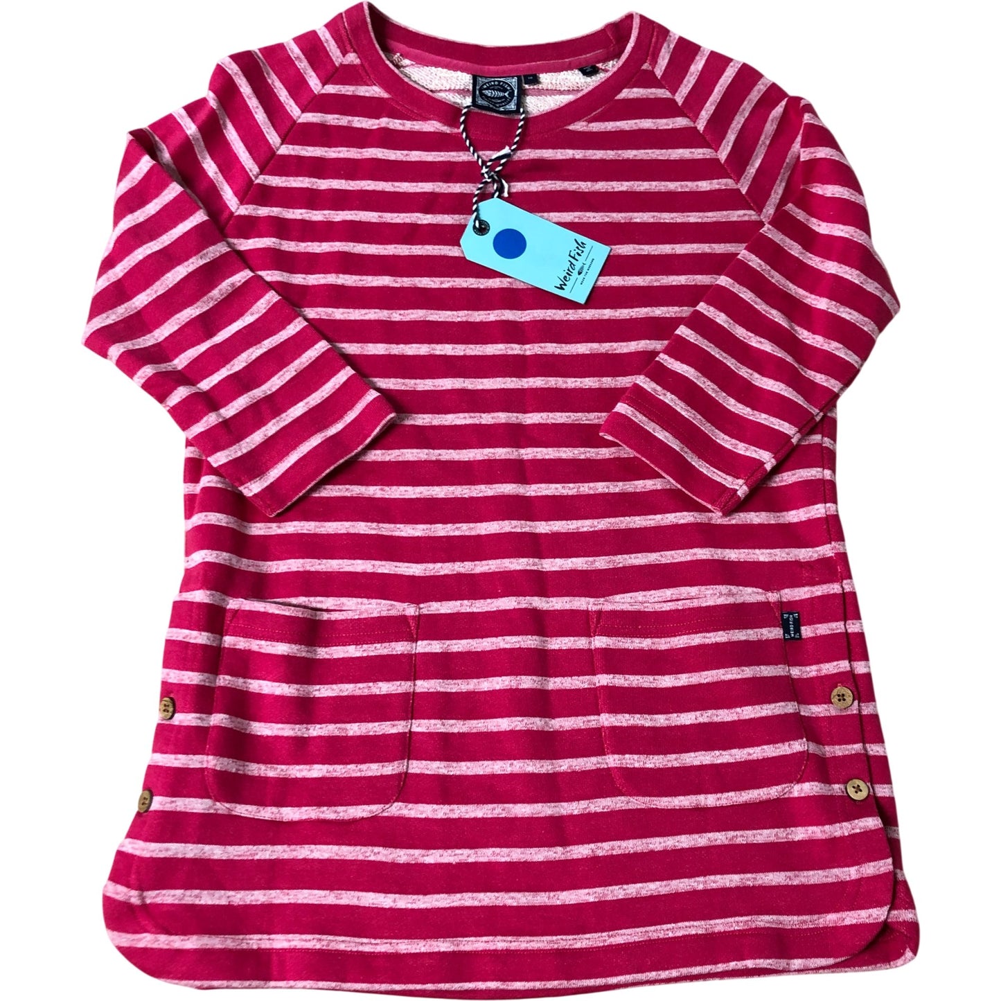 Weird Fish Fox Glove Jumper Size 10 Women's Pink Striped Long Sleeve Top