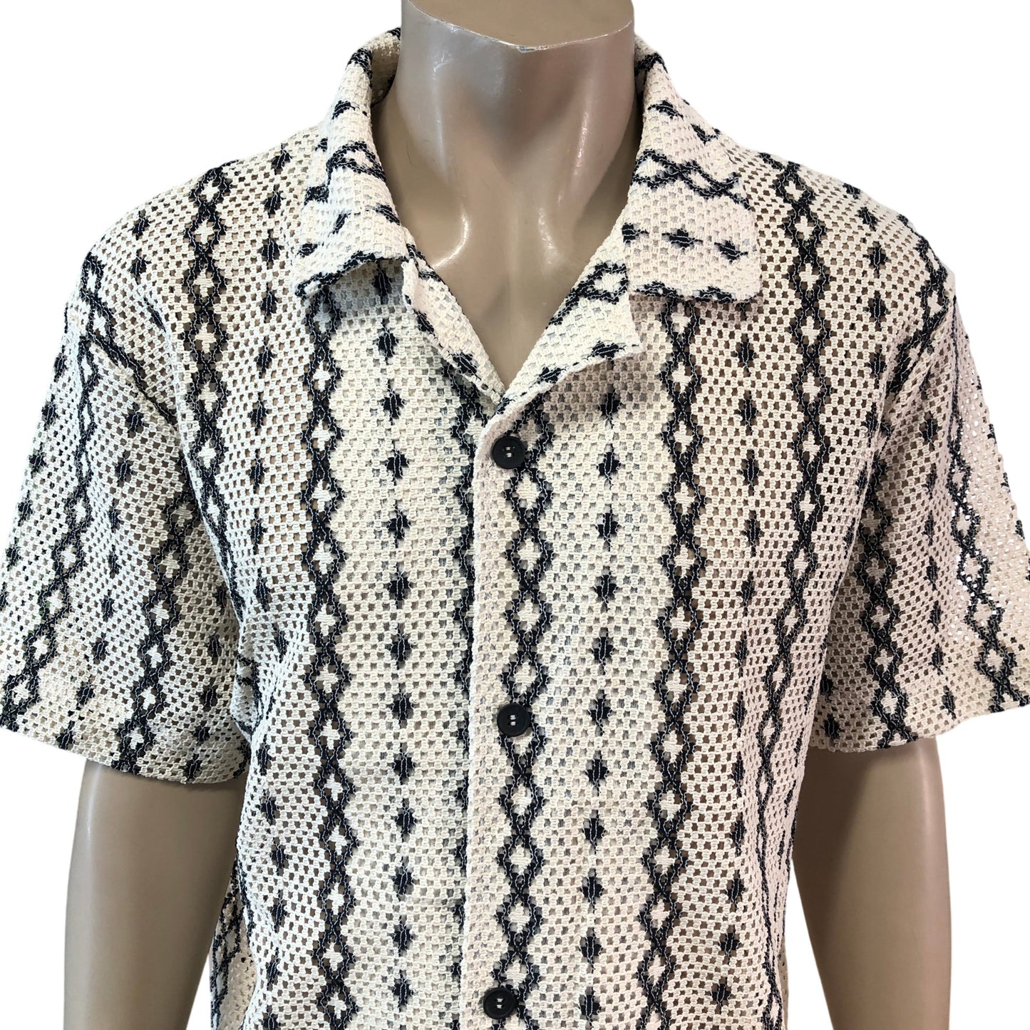 RIVER ISLAND Casual Shirt L Men's Short Sleeve Patterned Stylish Top