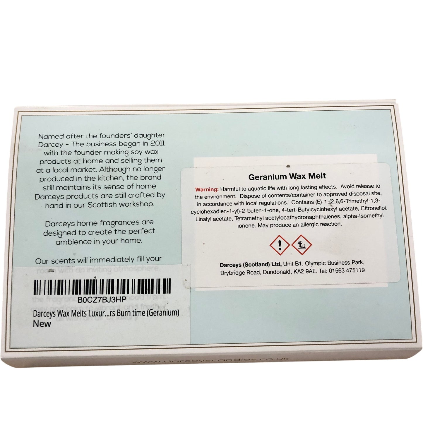 Darceys Geranium Luxury 8 Wax Melts Made In Scotland 100 Grams Home Fragrance