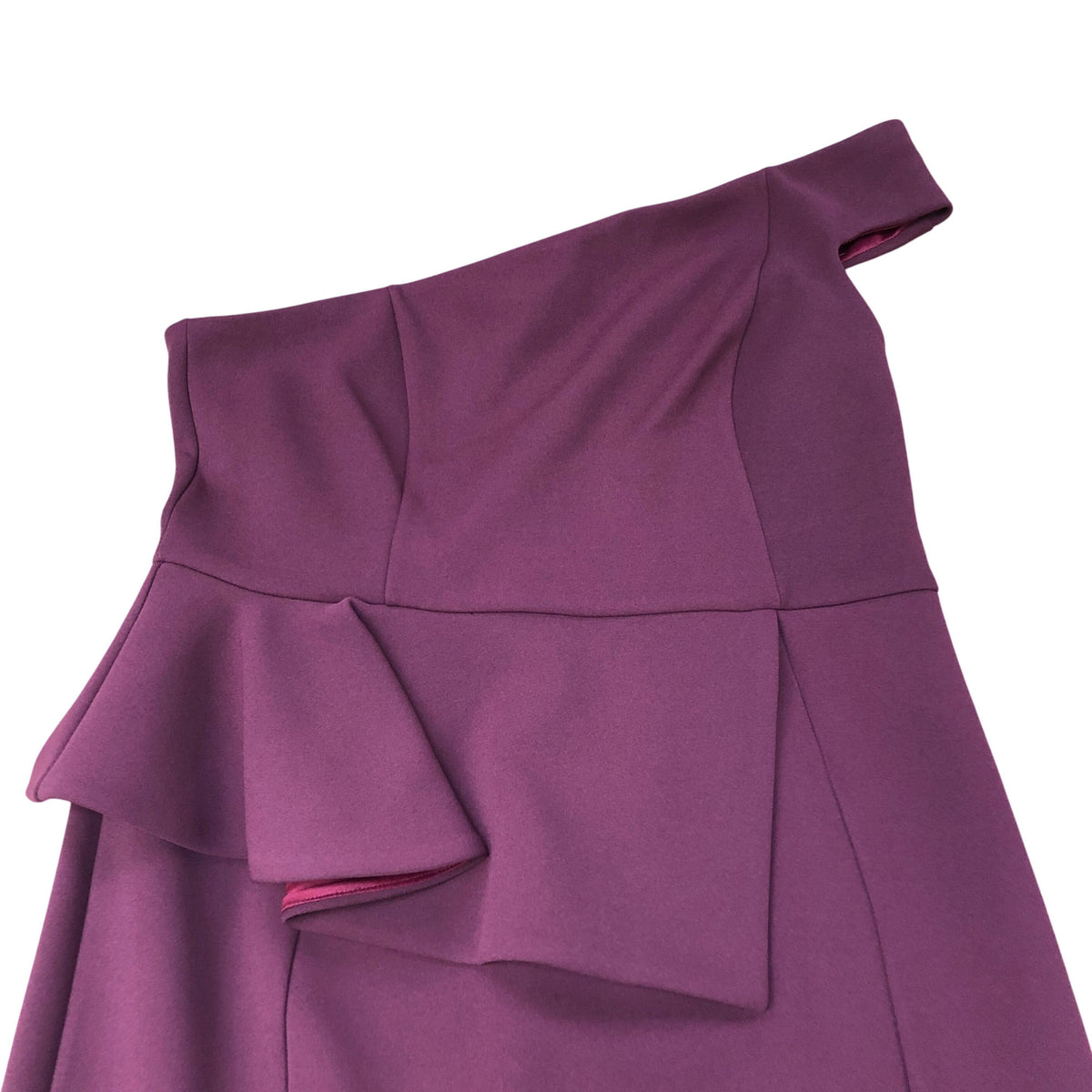 River Island One Shoulder Midi Dress Burgundy Ruffle Detail
