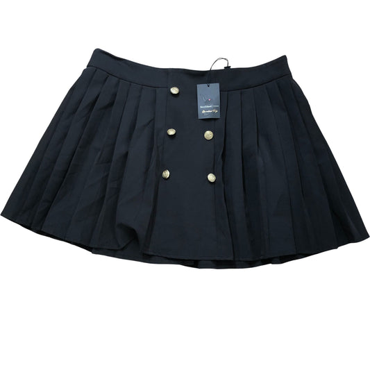 River Island Women's Black Pleated Skirt With Gold Buttons Fashion Size 16