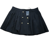 River Island Women's Black Pleated Skirt With Gold Buttons Fashion Size 16