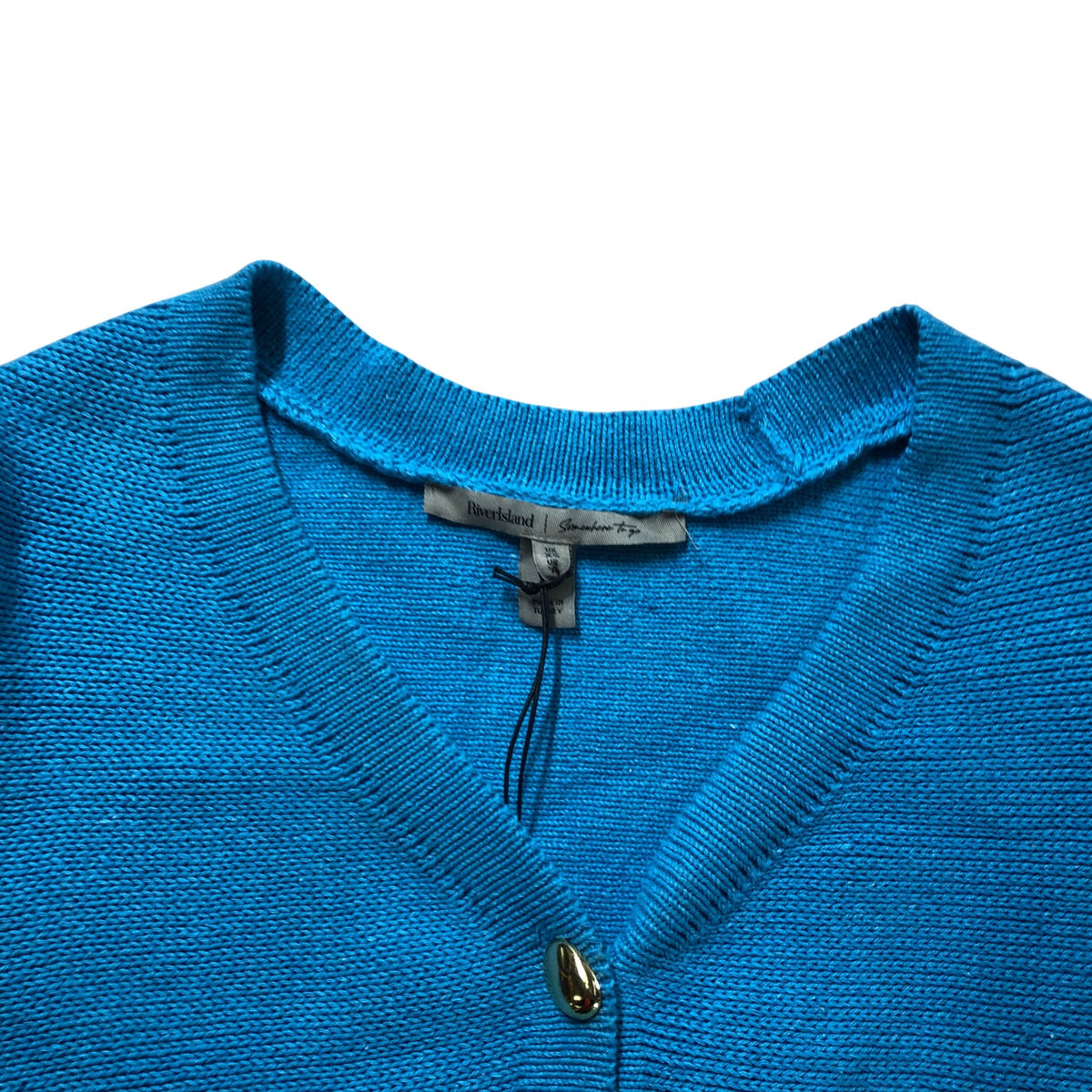 River Island Women's XS Cardigan Blue Knit Long Sleeve Button Front
