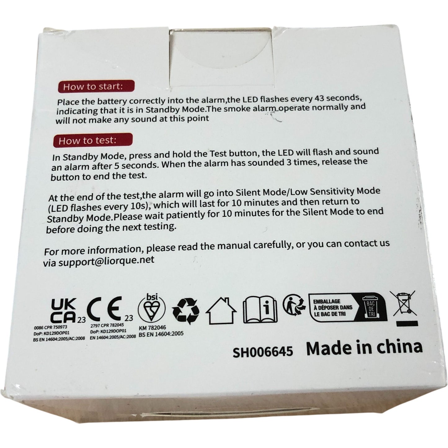 Liorque KD-129D Photoelectric Smoke Detector 10 Year Battery Life 2 Pack