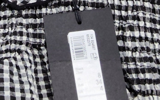 River Island Puff Sleeve Maxi Dress Women's Black White Floral Print Size 8