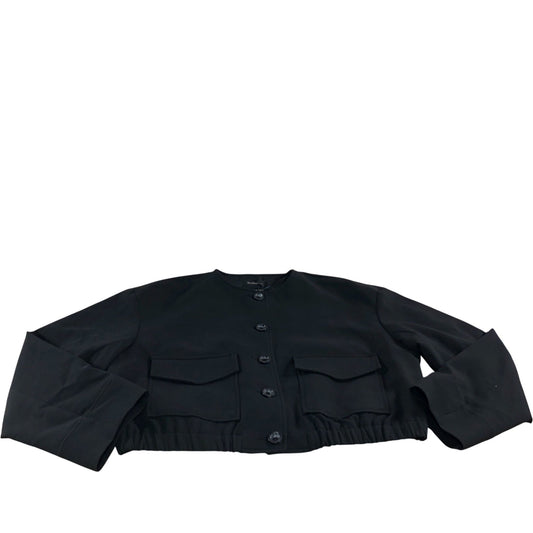 River Island Cropped Jacket UK16 Women's Black Button Detail Pockets