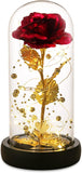 Dream of Flowers Red Gold Foil Eternal Rose Decorative Gift Item Glass Dome