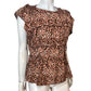 River Island Women's Leopard Print Blouse UK10 Short Sleeve Peplum Style