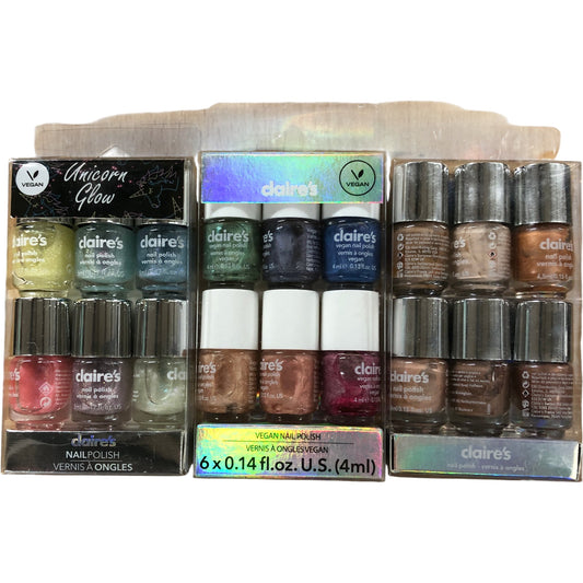 Claire's Unicorn Glow Vegan Nail Polish Set 18 Bottles Limitless Colours