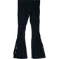 River Island Black Ribbed Flared Trousers Size 16 Women's Stretchy Fabric Casual