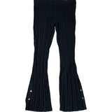 River Island Black Ribbed Flared Trousers Size 16 Women's Stretchy Fabric Casual