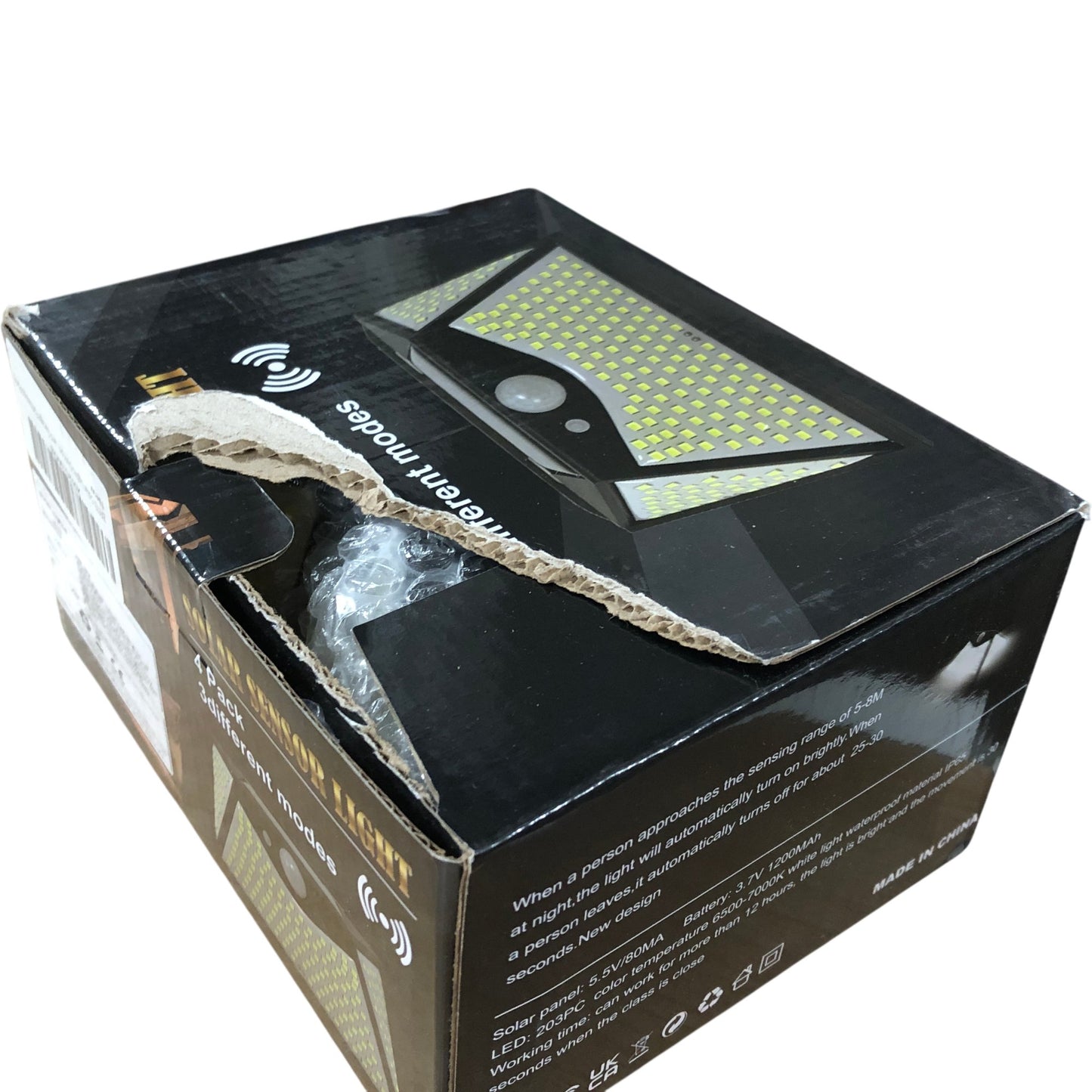 Solar Sensor Light 4 Pack 283 LED Outdoor Security Light Motion Detection 3 Mode