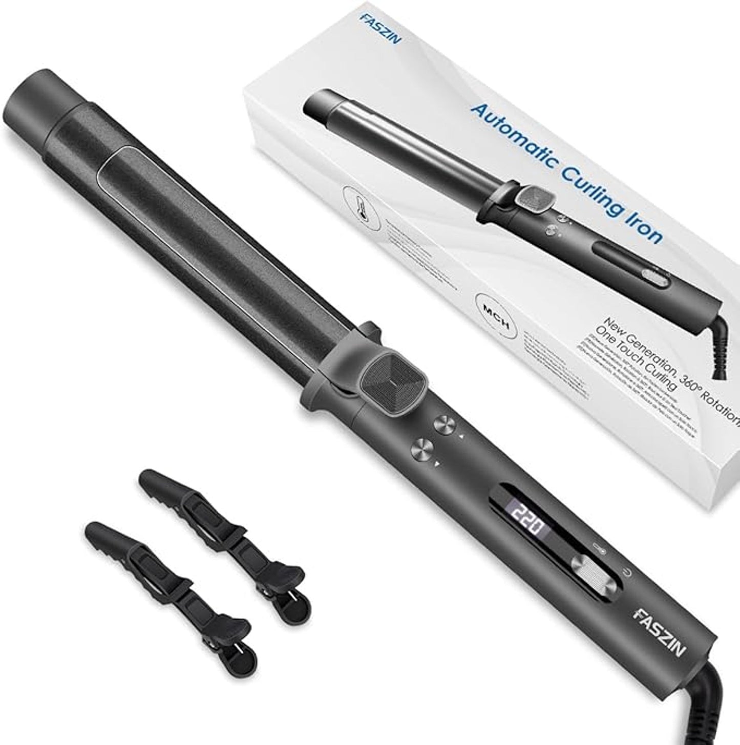 FASZIN Automatic Curling Iron 360 Degree Rotation One Touch Curling MCH Heat
