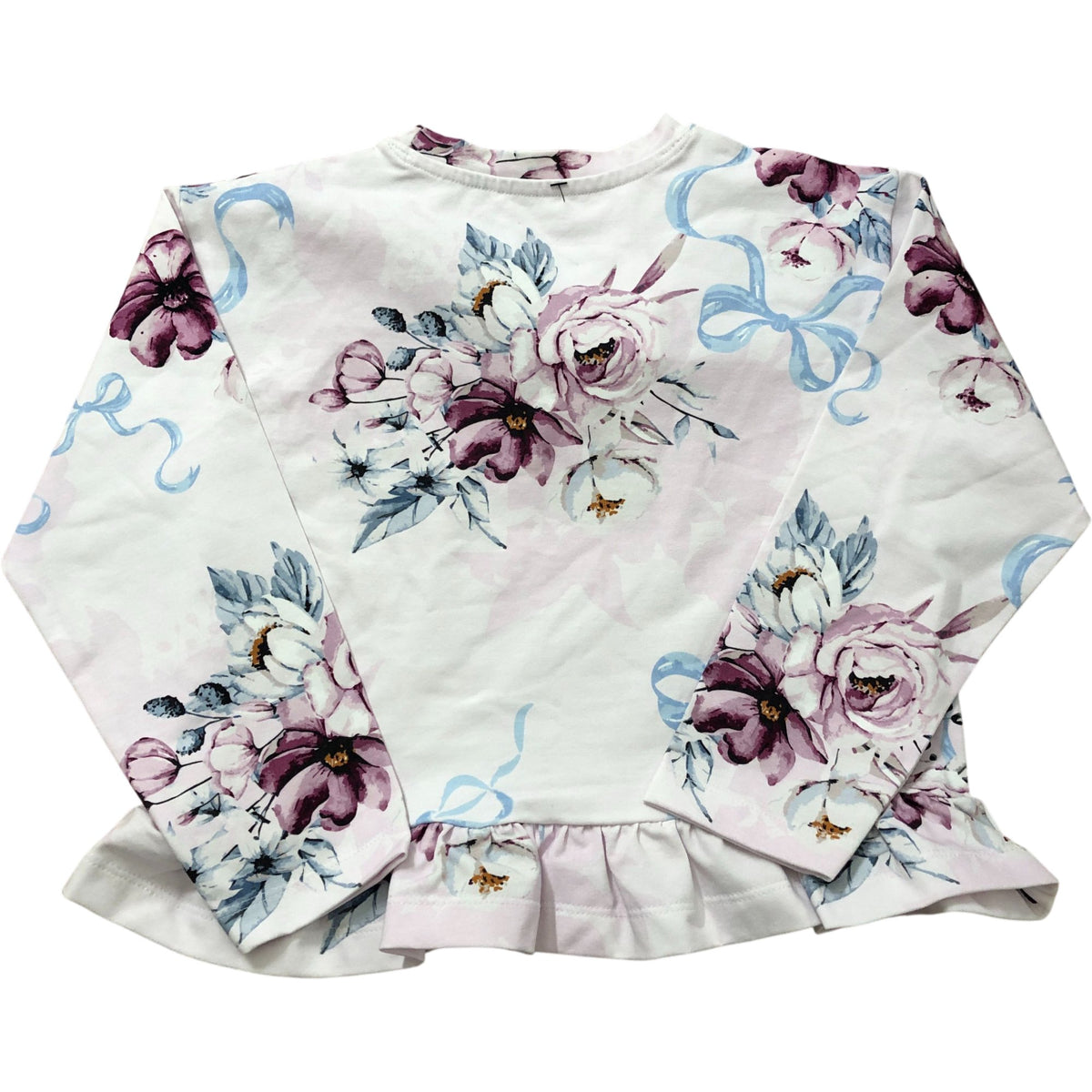 Floral Print Top Kids Long Sleeve Blouse Ruffled Hem 5-6 Years