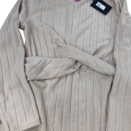 River Island Long Sleeve Midi Dress Women's Knotted Beige Ribbed Style