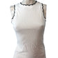 River Island Women's White Ribbed Tank Top XS Casual Style Black Trim