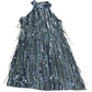 River Island UK8 Women's Silver Sequin Fringe Dress Sleeveless Party Wear
