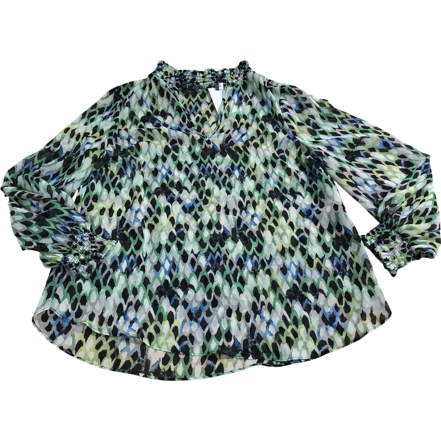 Branded Blouse UK 12 Women's Patterned V Neck Long Sleeve Lightweight Top