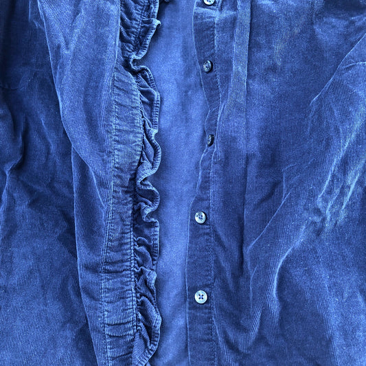 Crew Clothing Company Women's Ruffle Detail Blouse Navy Cotton Size 12