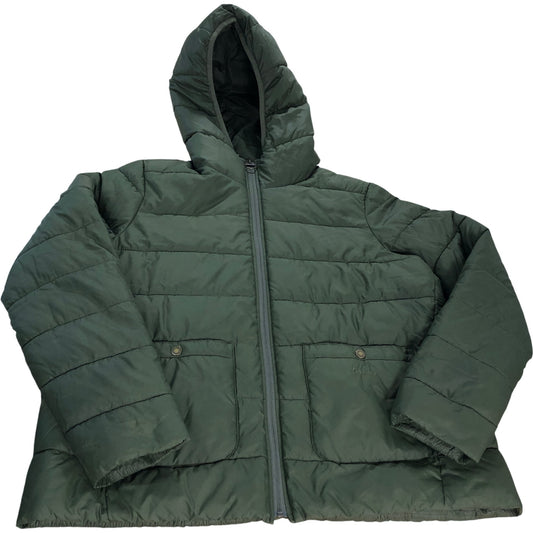 Barbour Puffer Jacket Green Women's Hooded Size 16 Quilted Outerwear