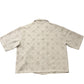 River Island Casual Short Sleeve Shirt Size S Men Beige Patterned Mesh Top