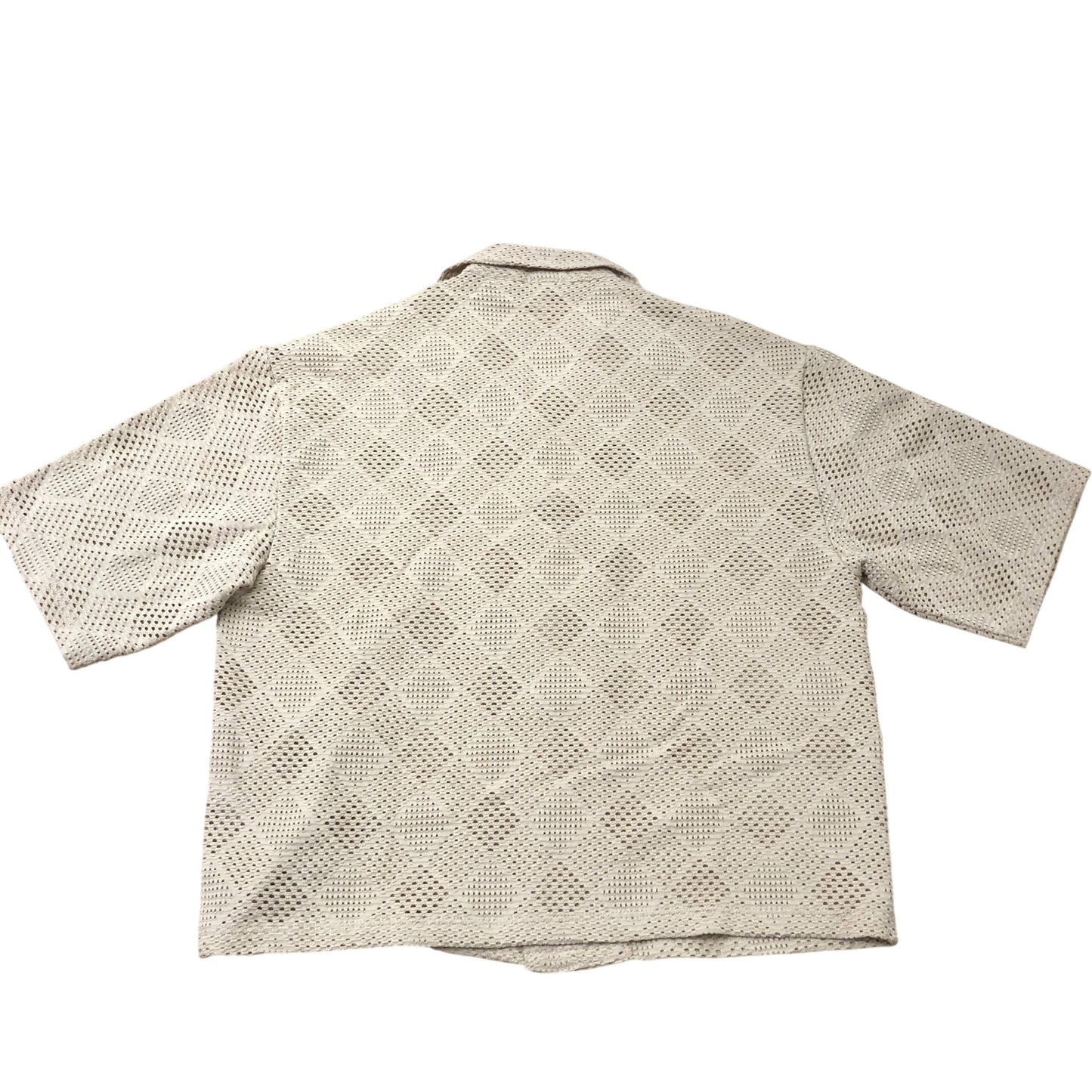 River Island Casual Short Sleeve Shirt Size S Men Beige Patterned Mesh Top