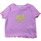 RIVER ISLAND Girls T-Shirt UK5-6 Years Pink Striped Lemon Print Ruffled Hem