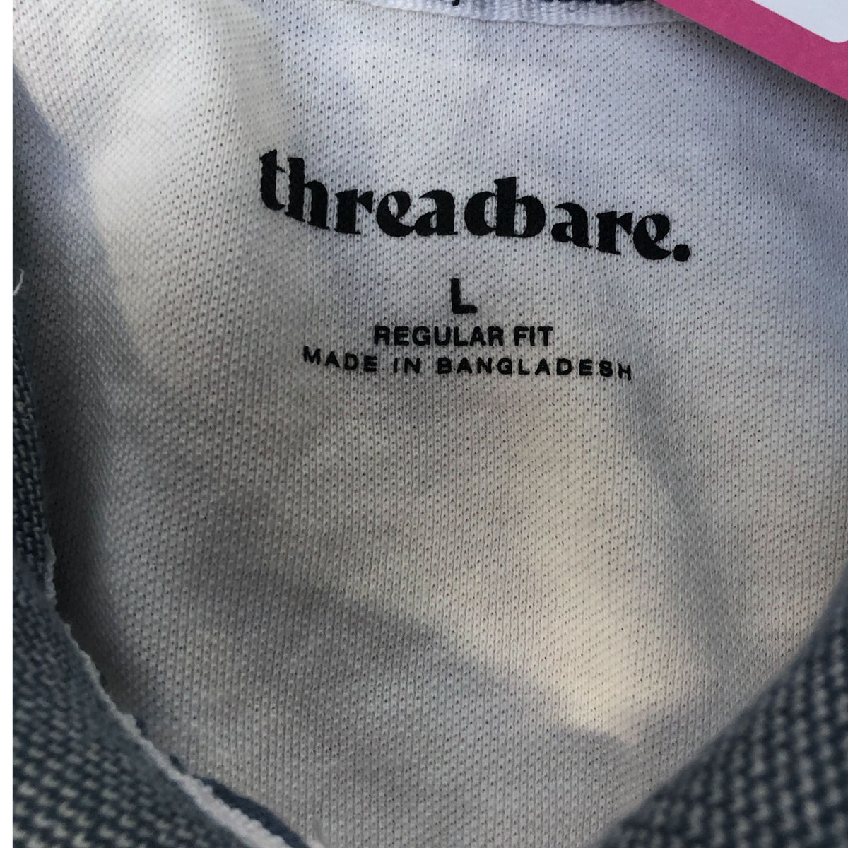 Threadbare Polo Shirt Regular Fit White Zip Neck Size L
