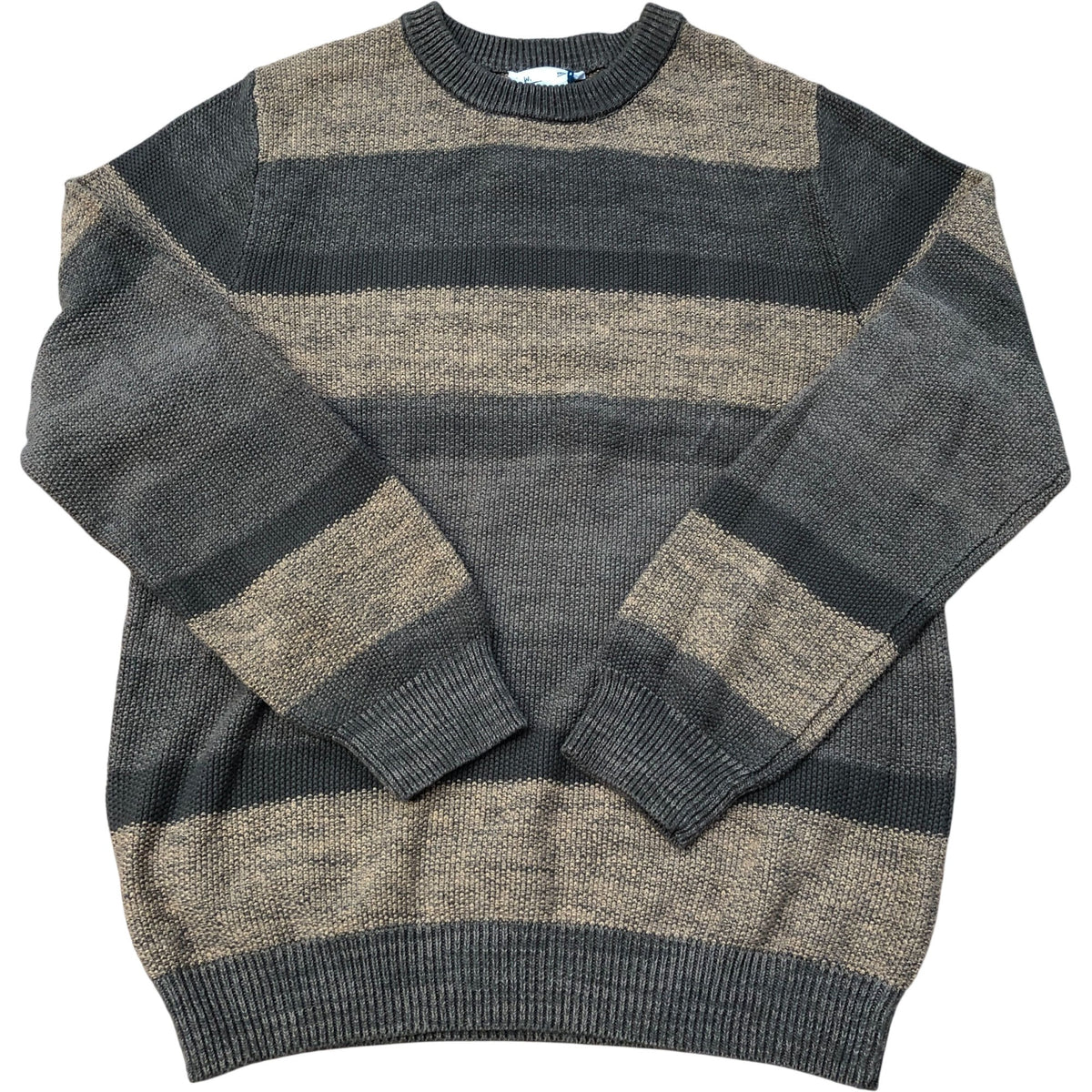 Spacedye Crew Sweater Khaki Striped Cotton Jumper Size M