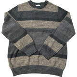 Spacedye Crew Sweater Khaki Striped Cotton Jumper Size M